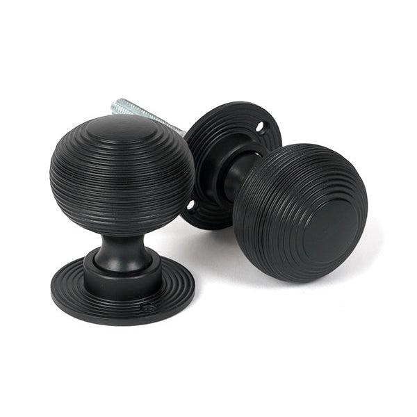 Matt Black Heavy Beehive Mortice/Rim Knob Set | From The Anvil-Mortice Knobs-Yester Home