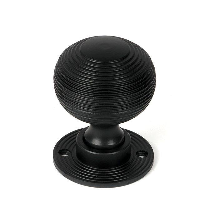 Matt Black Heavy Beehive Mortice/Rim Knob Set | From The Anvil-Mortice Knobs-Yester Home