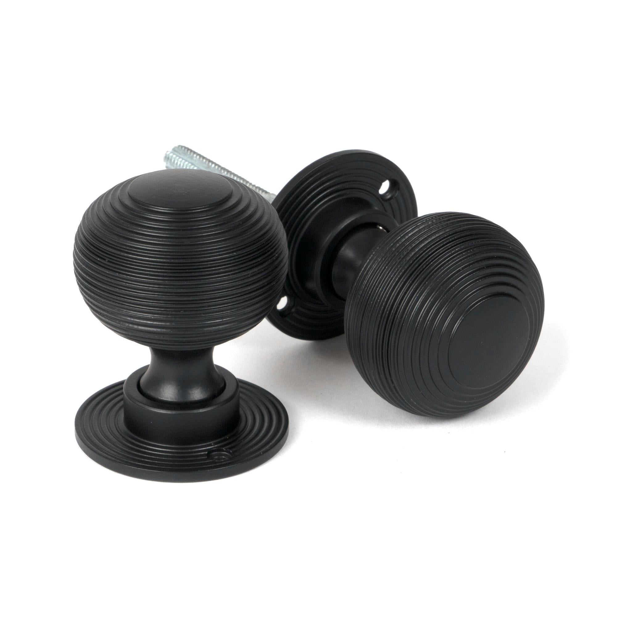 Matt Black Heavy Beehive Mortice/Rim Knob Set | From The Anvil - Mortice Knobs - From The Anvil - Yester Home