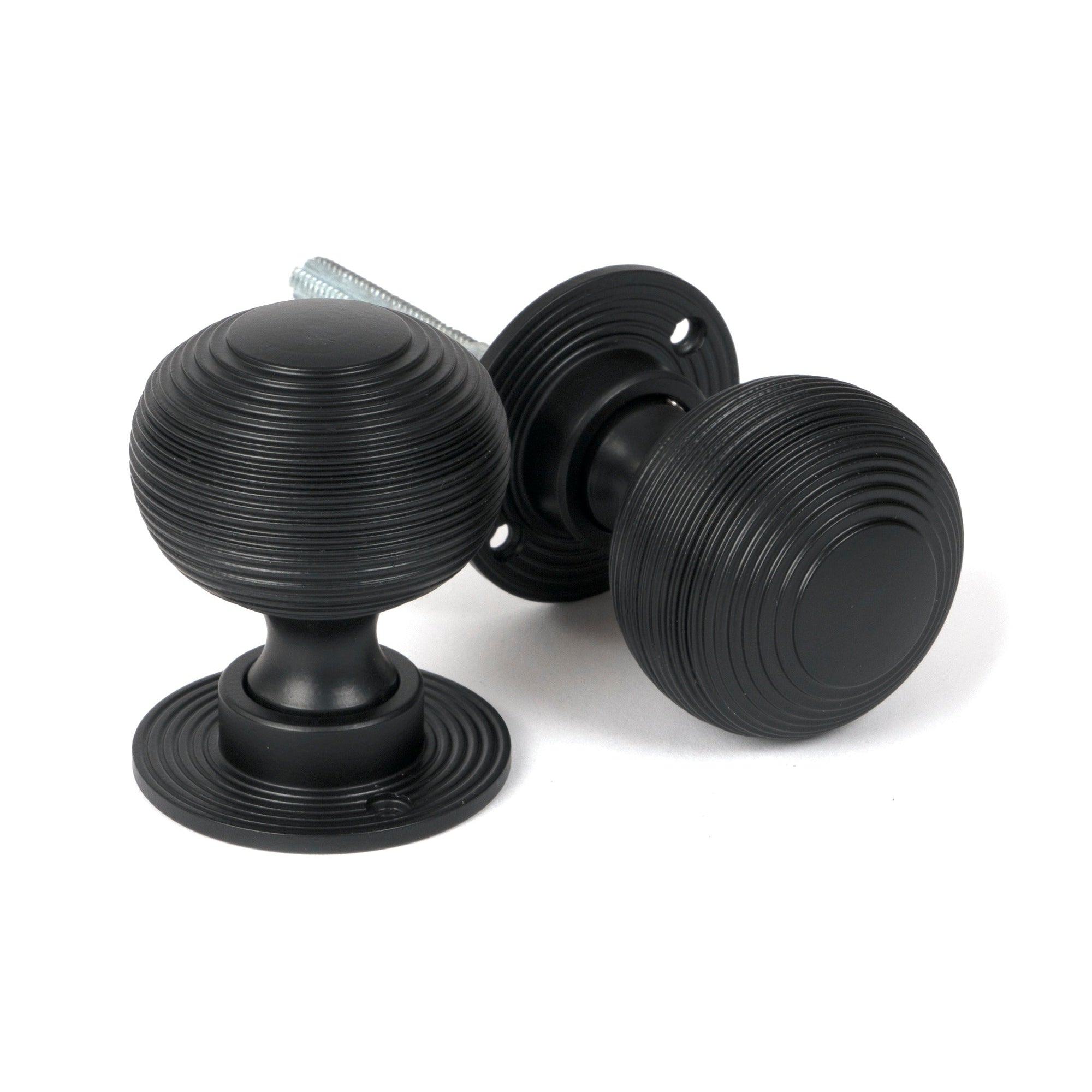 Matt Black Heavy Beehive Mortice/Rim Knob Set | From The Anvil-Mortice Knobs-Yester Home