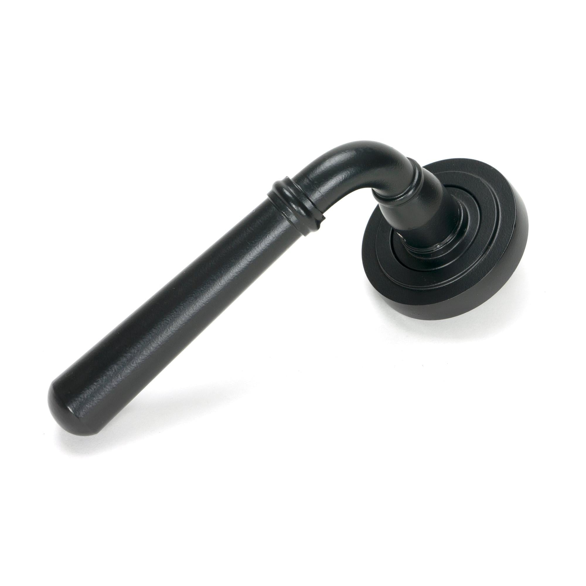 Matt Black Newbury Lever on Rose Set (Art Deco) | From The Anvil - Concealed - From The Anvil - Yester Home
