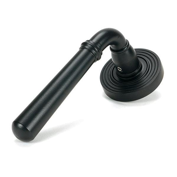 Matt Black Newbury Lever on Rose Set (Beehive) | From The Anvil-Concealed-Yester Home