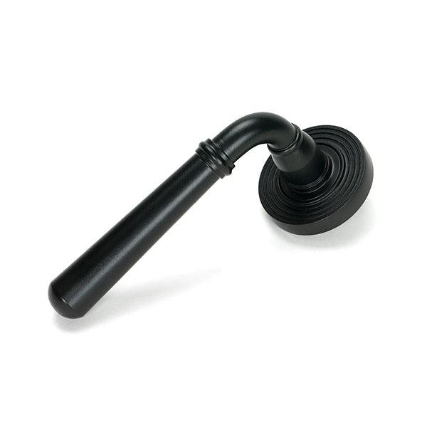 Matt Black Newbury Lever on Rose Set (Beehive) | From The Anvil-Concealed-Yester Home