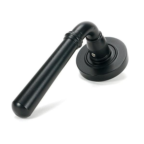 Matt Black Newbury Lever on Rose Set (Plain) | From The Anvil-Concealed-Yester Home