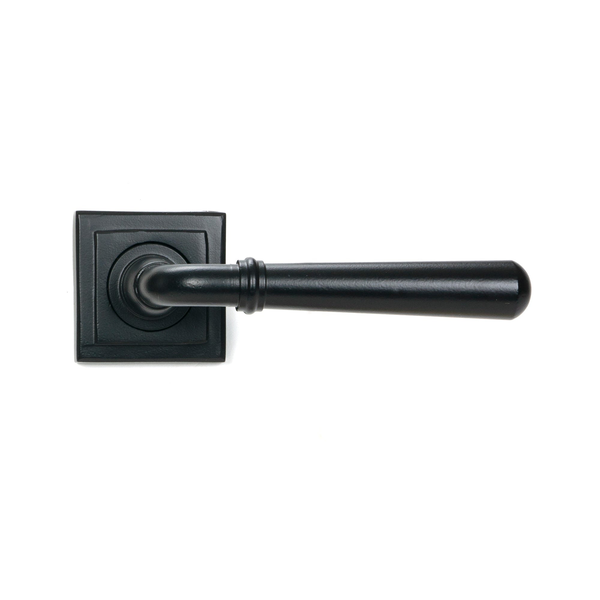 Matt Black Newbury Lever on Rose Set (Square) - Unsprung | From The Anvil-Concealed-Yester Home