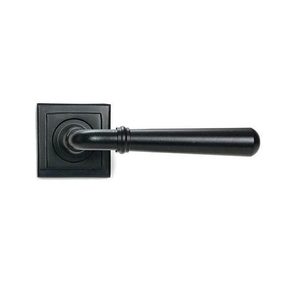 Matt Black Newbury Lever on Rose Set (Square) - Unsprung | From The Anvil-Concealed-Yester Home