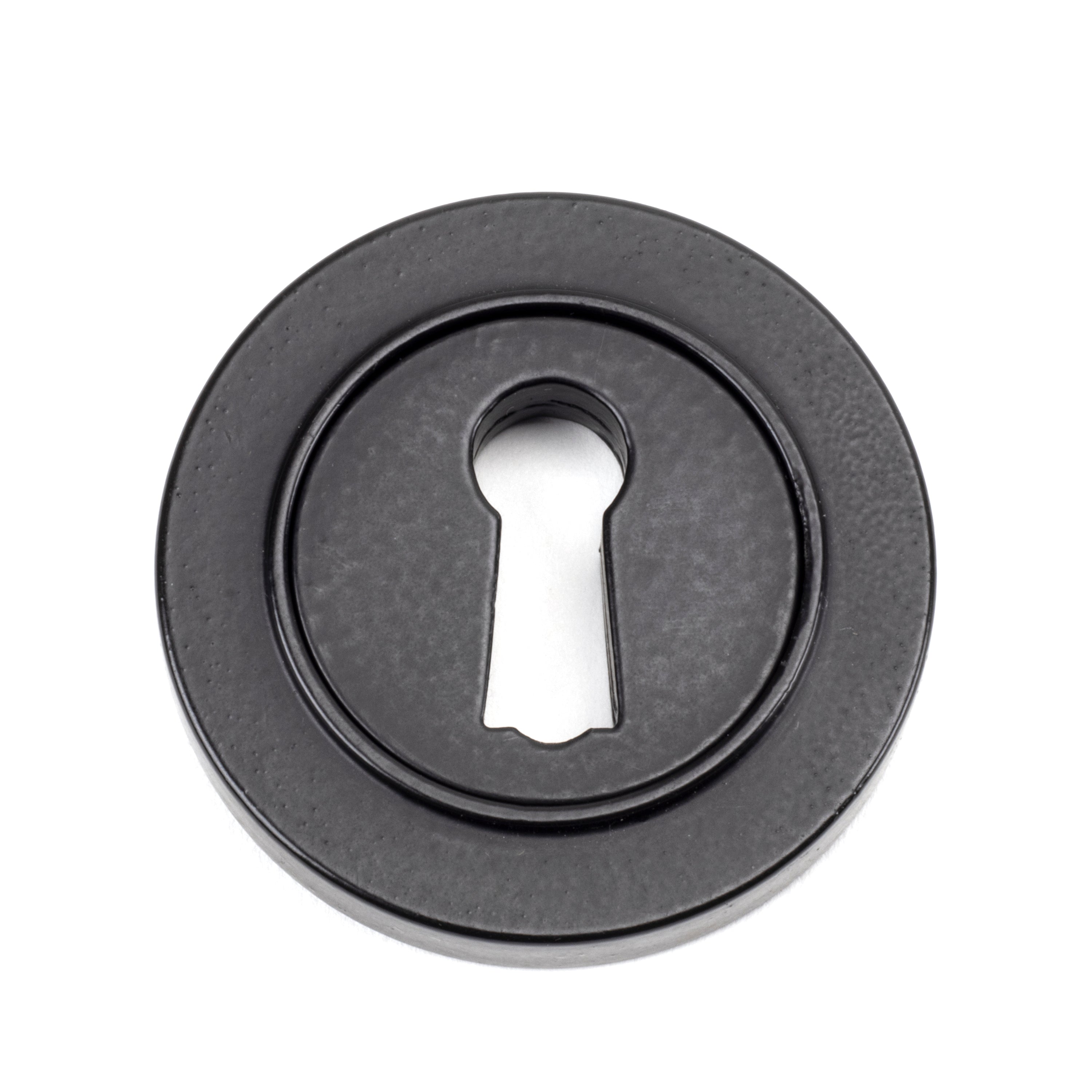 Matt Black Round Escutcheon (Plain) | From The Anvil-Escutcheons-Yester Home