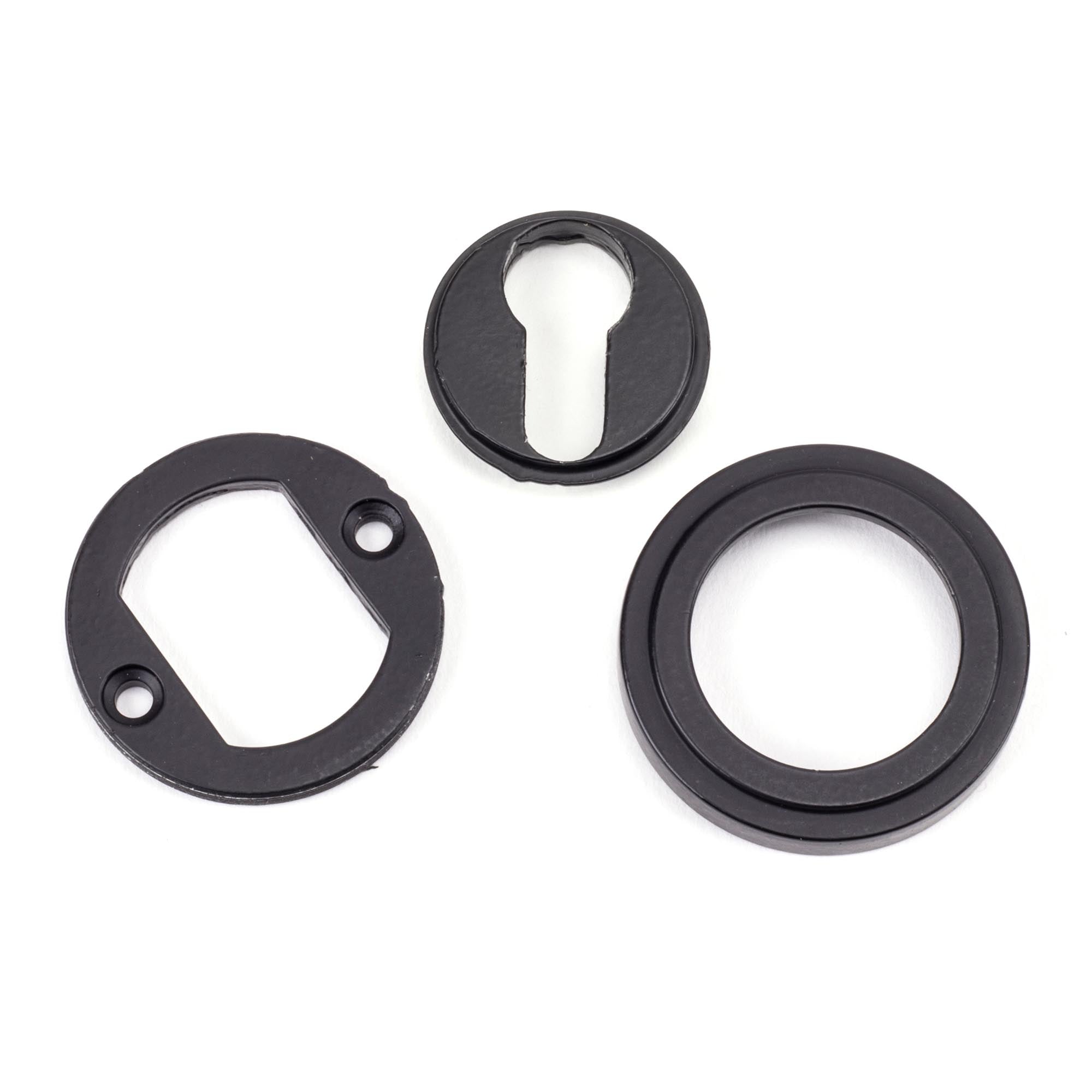 Matt Black Round Euro Escutcheon (Art Deco) | From The Anvil - Euro Escutcheons - From The Anvil - Yester Home