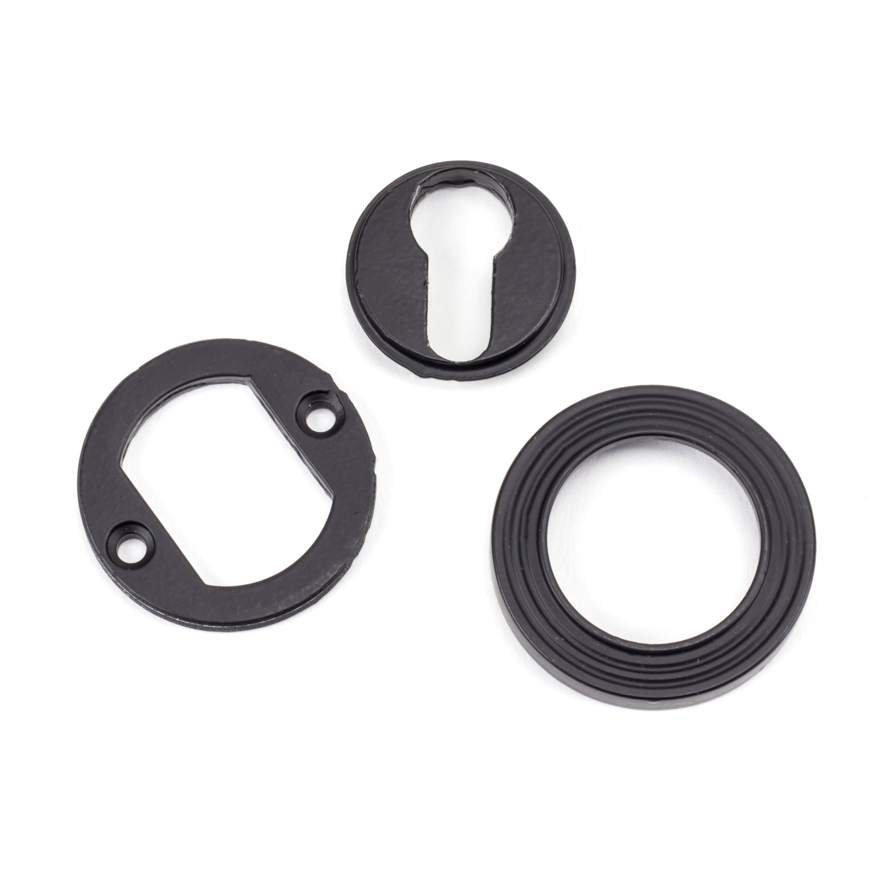 Matt Black Round Euro Escutcheon (Beehive) | From The Anvil-Euro Escutcheons-Yester Home