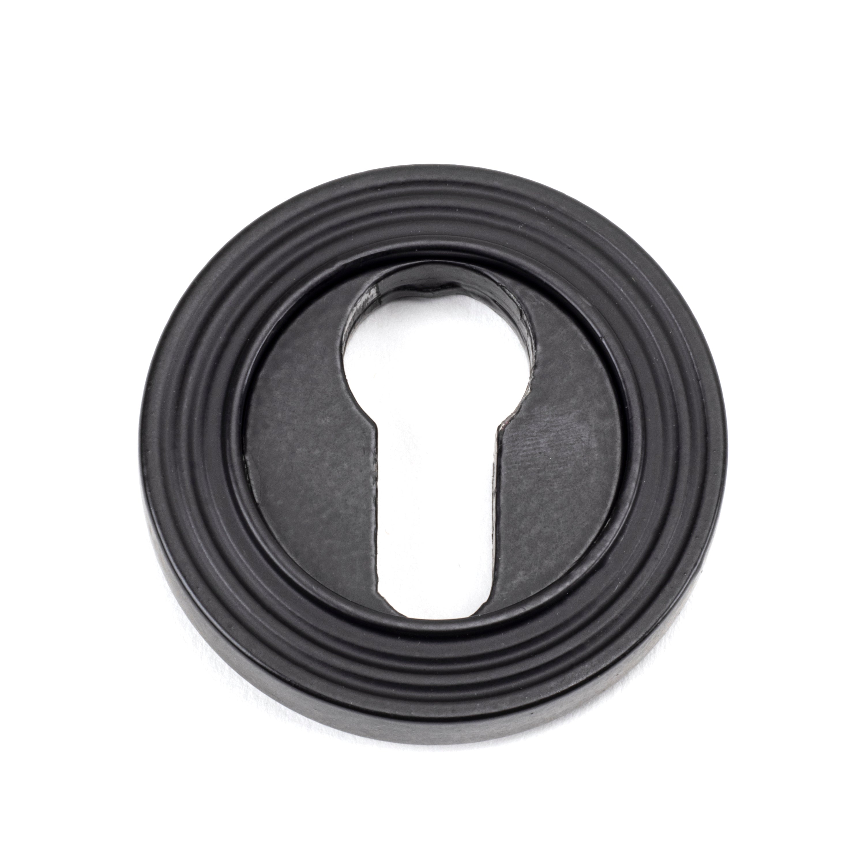Matt Black Round Euro Escutcheon (Beehive) | From The Anvil-Euro Escutcheons-Yester Home