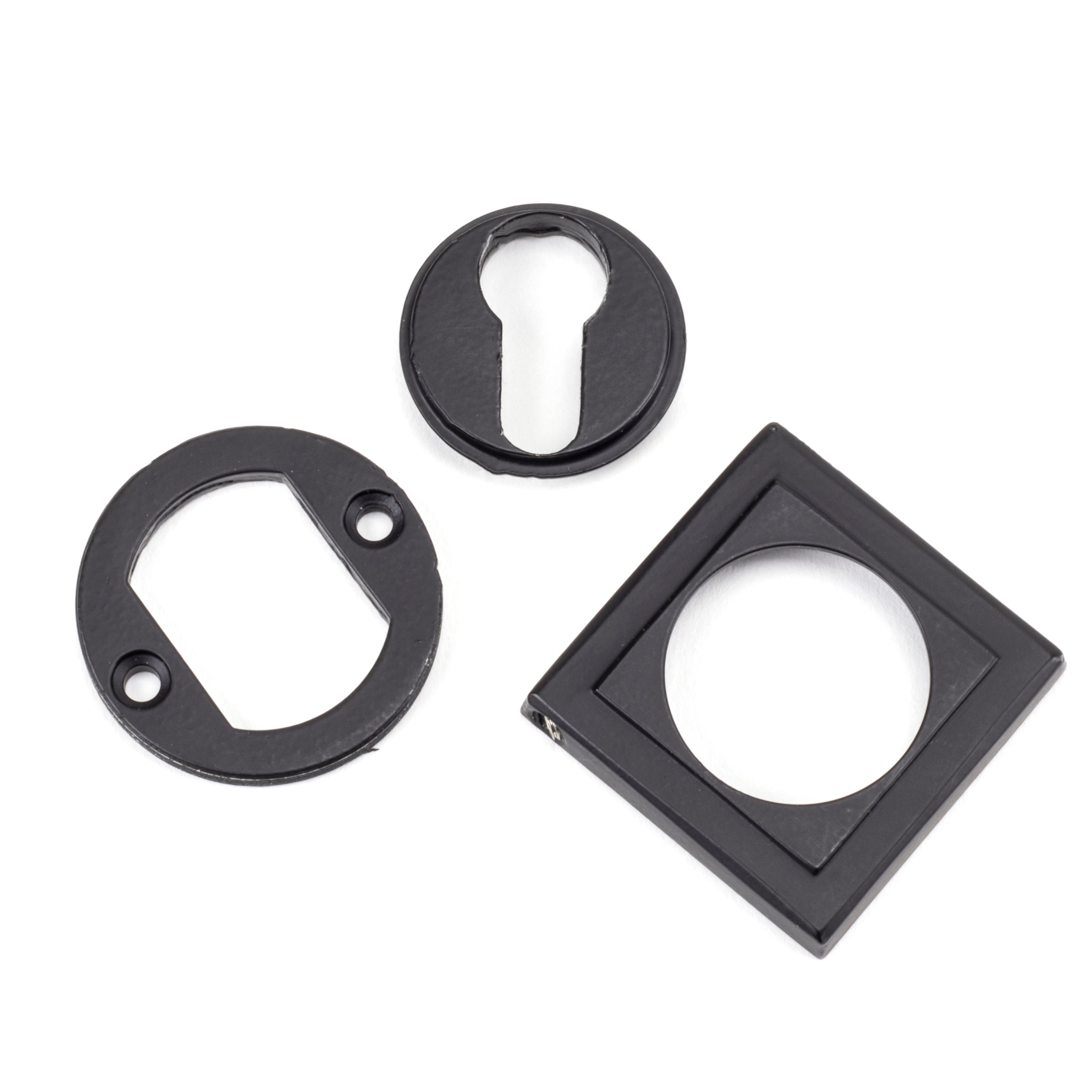 Matt Black Round Euro Escutcheon (Square) | From The Anvil-Euro Escutcheons-Yester Home