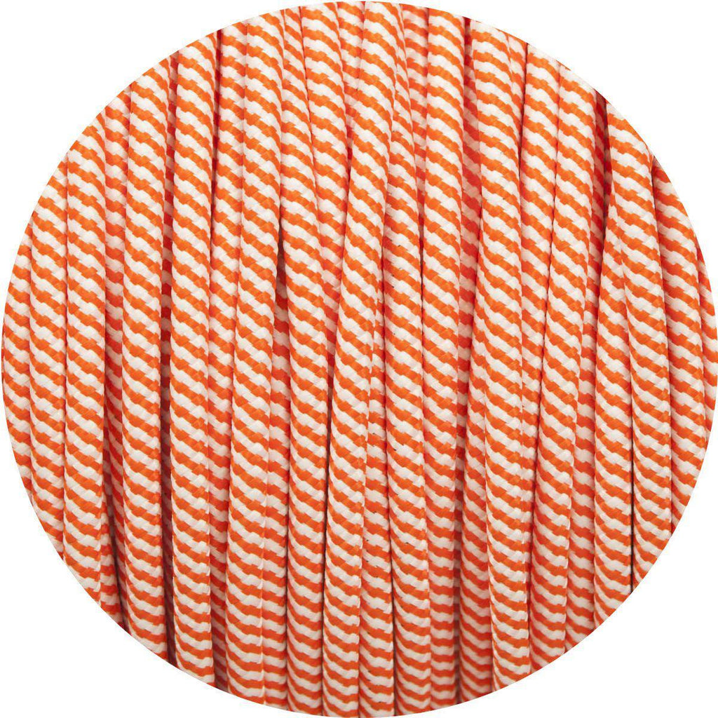 Matt Orange & White Spiral Round Fabric Cable-Fabric Cable-Yester Home