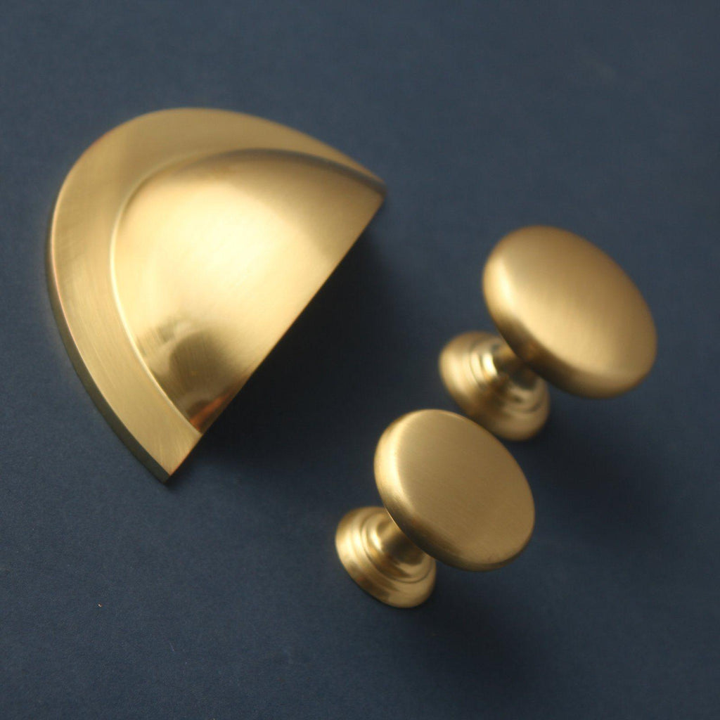 Monmouth Brushed Satin Brass Cupboard Handles-Cabinet Handles-Yester Home