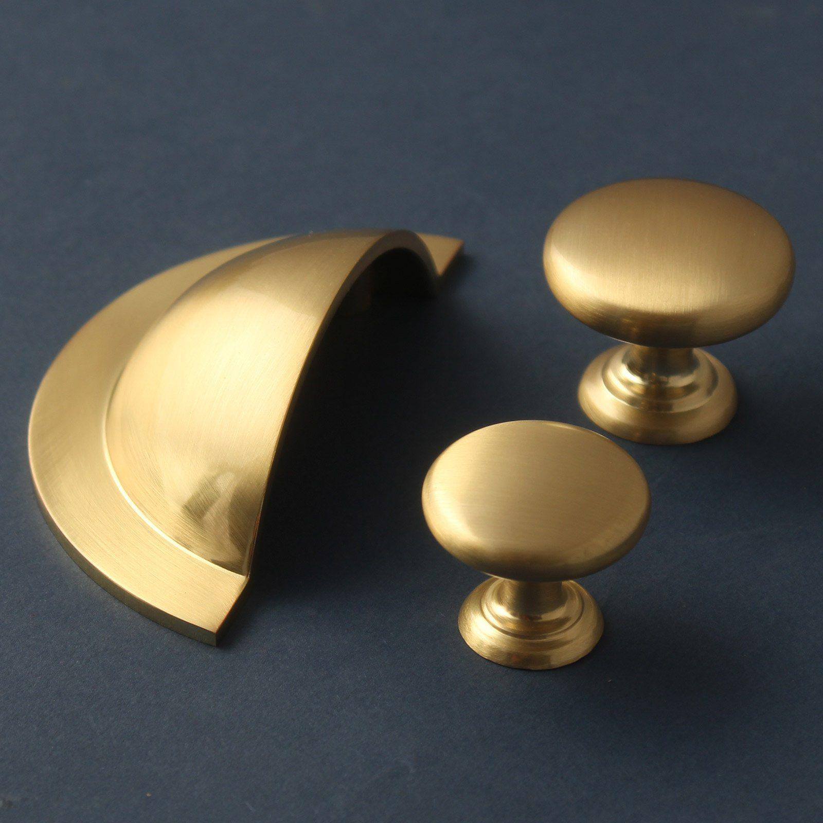 Monmouth Brushed Satin Brass Cupboard Handles-Cabinet Handles-Yester Home