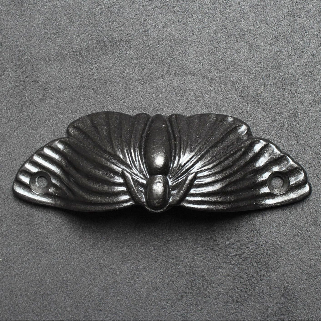 Moth Cast Iron Cup Pull Handle-Drawer Pulls-Yester Home