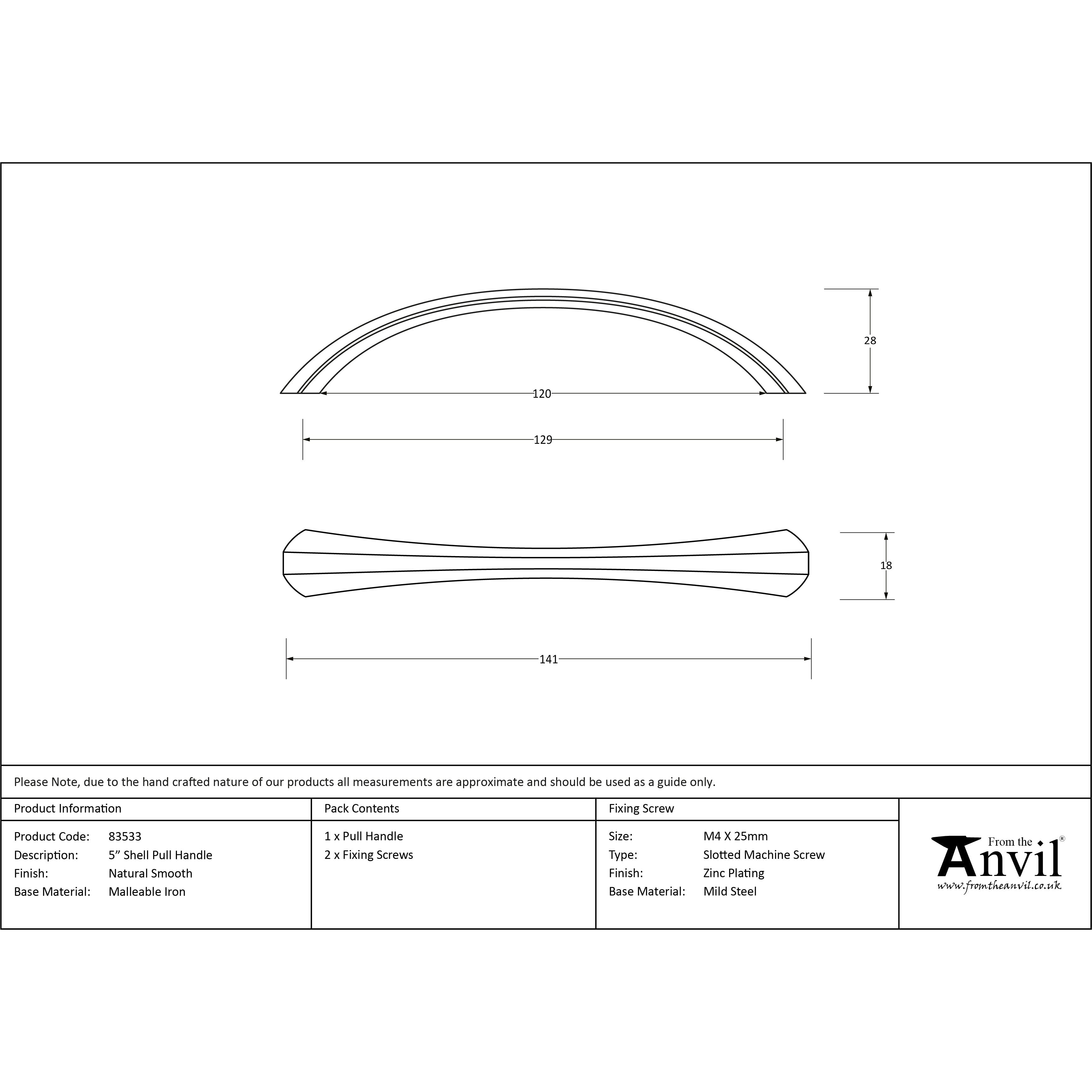 Natural Smooth 5" Shell Pull Handle | From The Anvil-Pull Handles-Yester Home