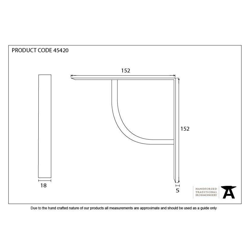 Natural Smooth 6'' x 6'' Plain Shelf Bracket | From The Anvil-4 - 6" Shelf Brackets-Yester Home