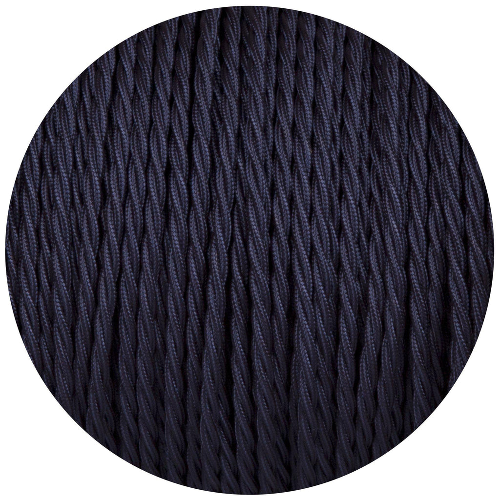 Navy Blue Twisted Fabric Braided Cable-Fabric Cable-Yester Home