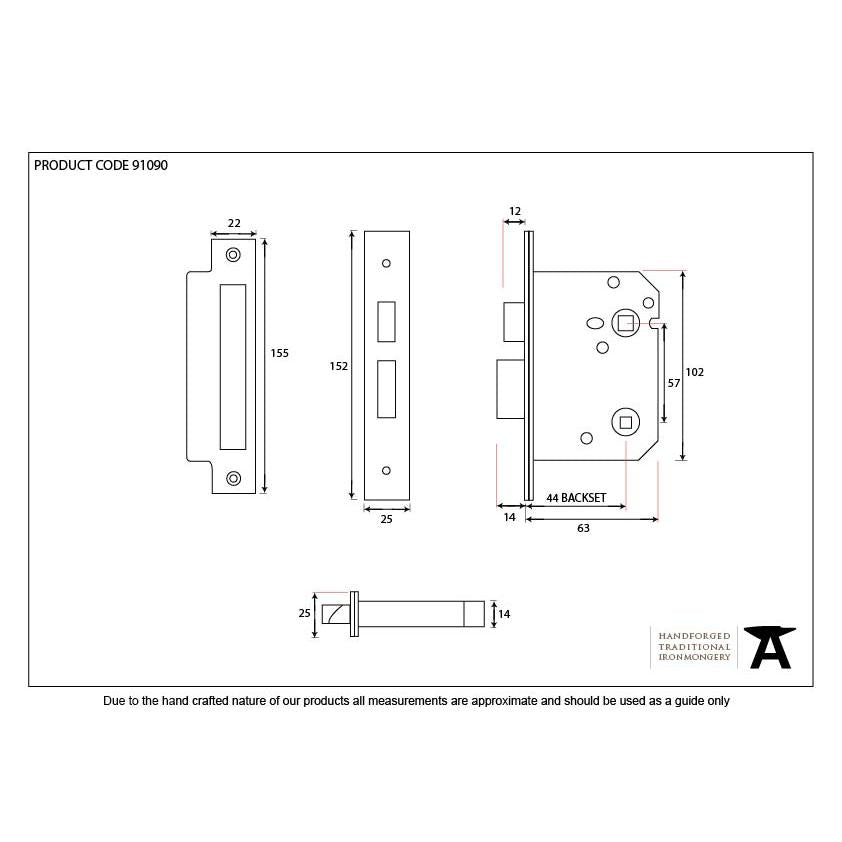 Nickel 2½" Bathroom Mortice Lock | From The Anvil - Bathroom Locks - From The Anvil - Yester Home