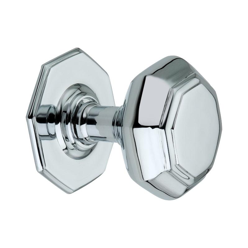 Octagonal Centre Door Knob Polished Chrome-Centre Door Knobs-Yester Home