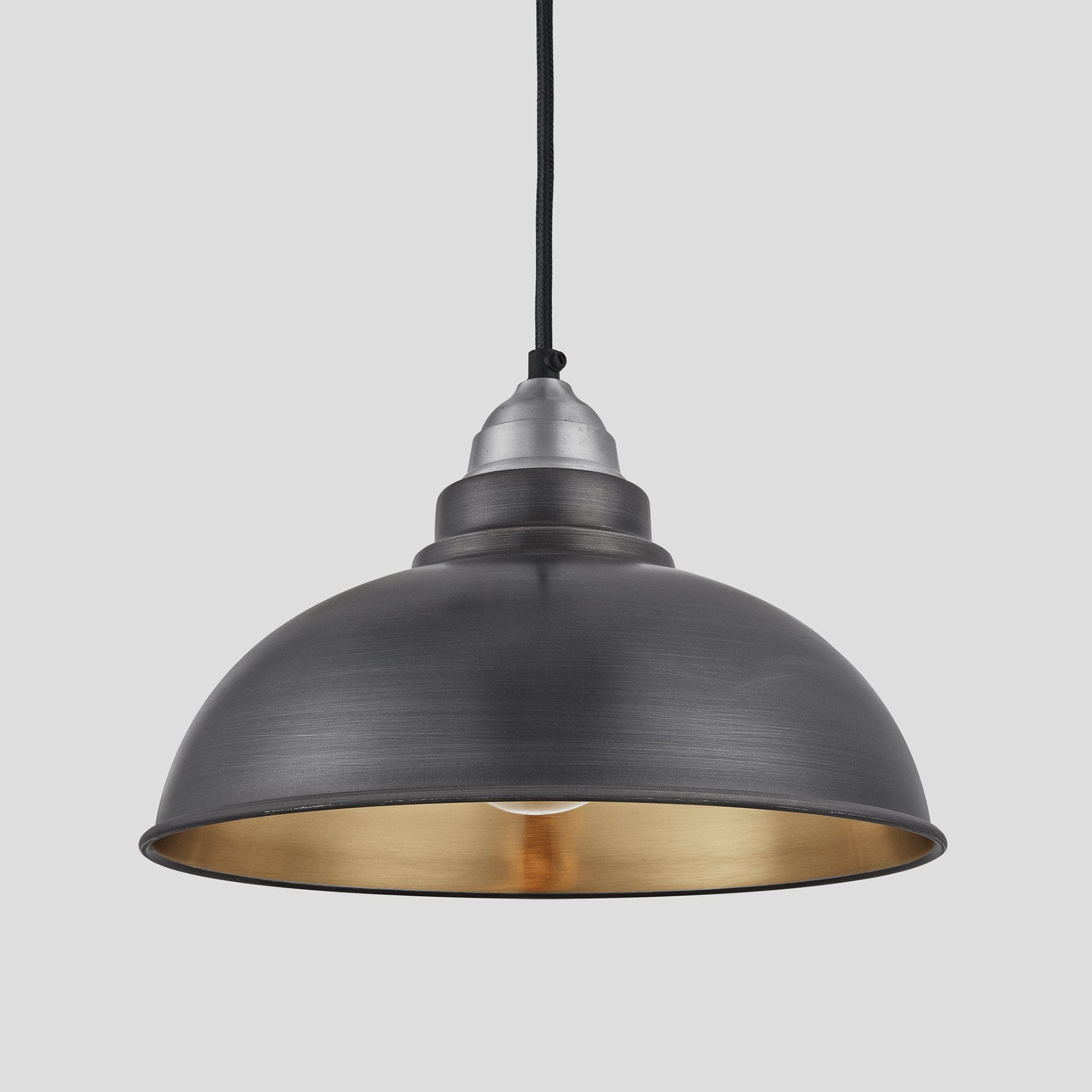Old Factory Pendant - 12 inch - Pewter & Brass-Ceiling Lights-Yester Home