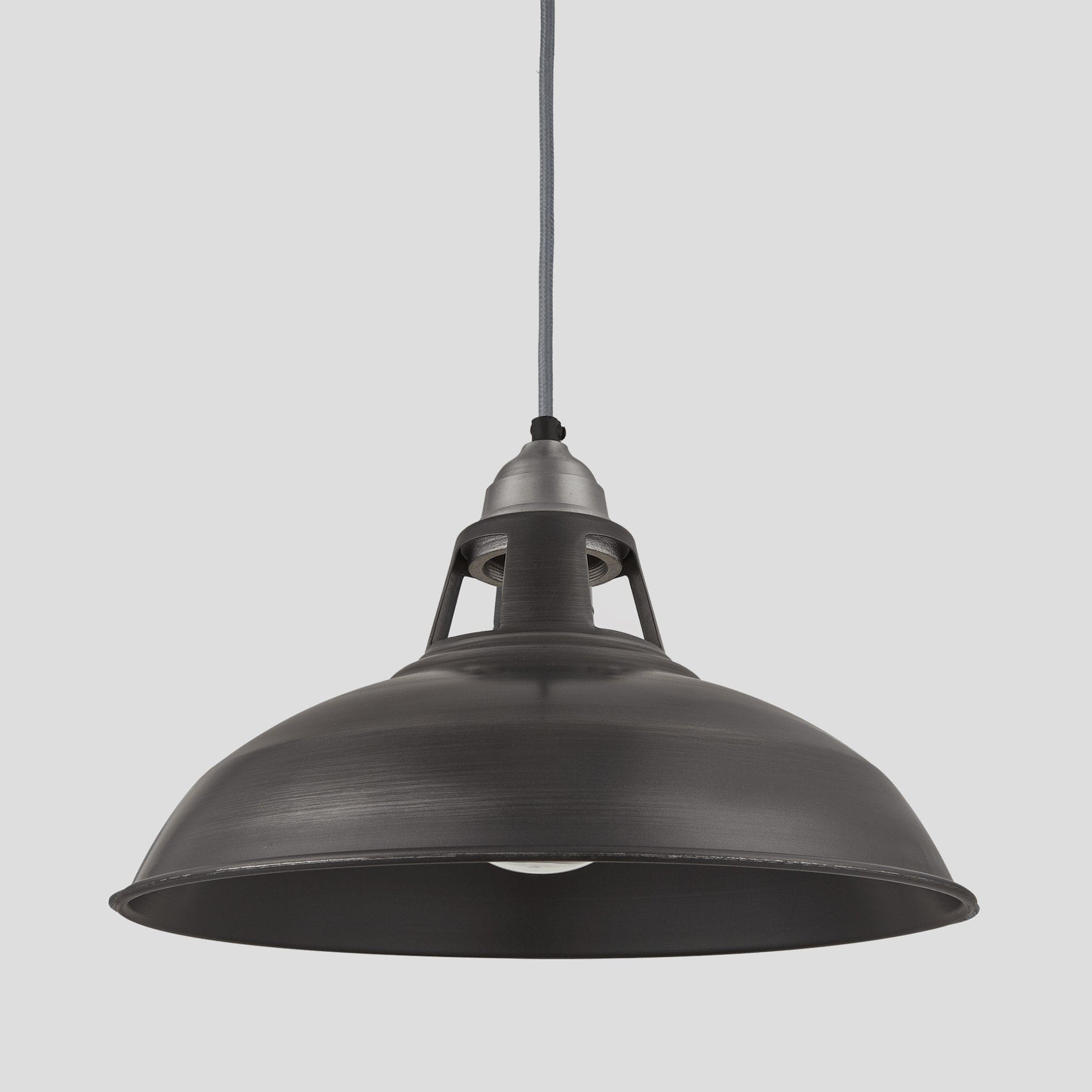 Old Factory Slotted Pendant - 15 Inch - Pewter-Ceiling Lights-Yester Home