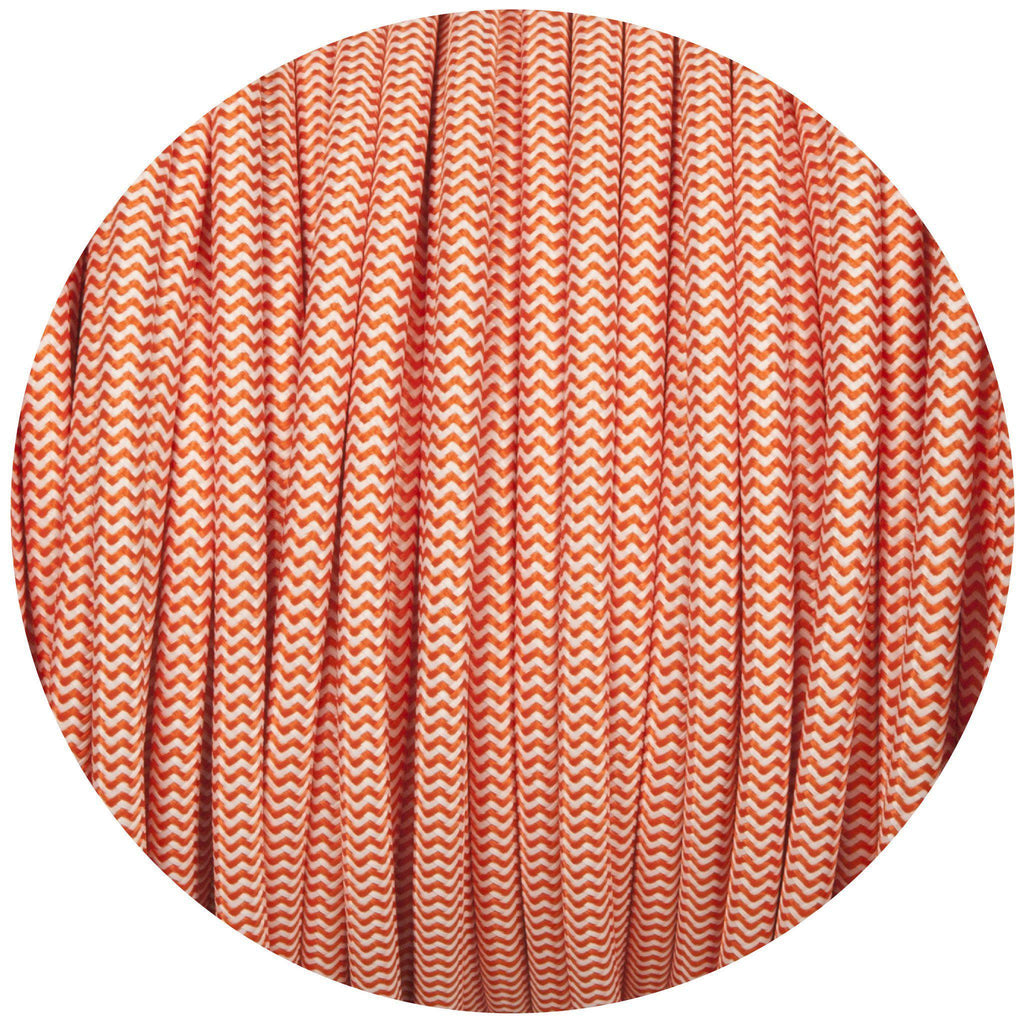 Orange & White Round Fabric Braided Cable-Fabric Cable-Yester Home