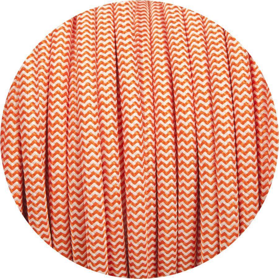 Orange & White Round Fabric Cable-Fabric Cable-Yester Home