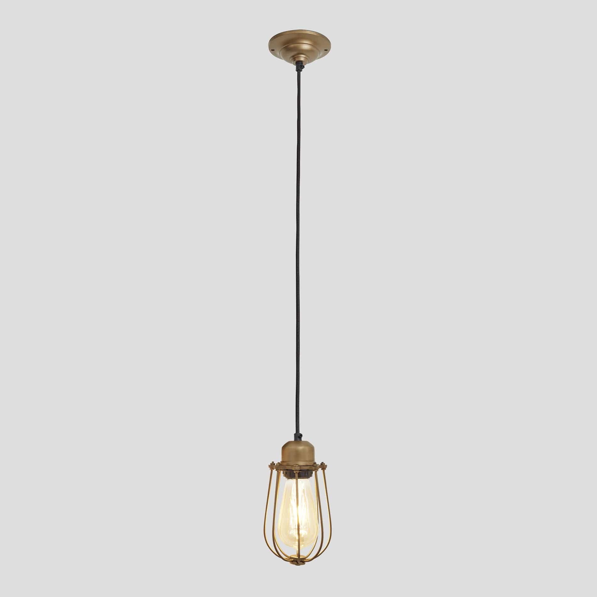 Orlando Wire Cage Pendant - 4 Inch - Brass-Ceiling Lights-Yester Home