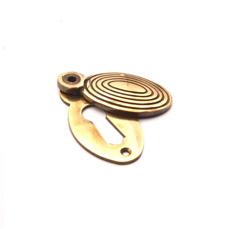 Oval Beehive Escutcheon Aged Brass-Escutcheons-Yester Home