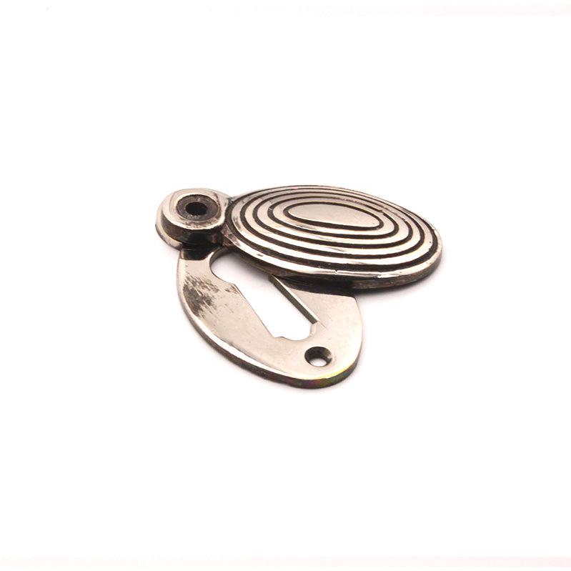Oval Beehive Escutcheon Aged Nickel-Escutcheons-Yester Home