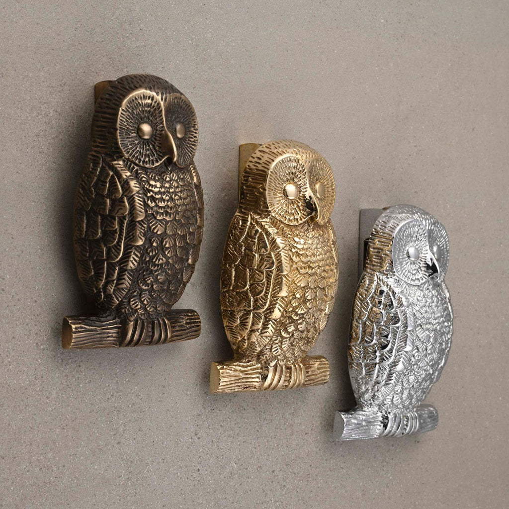 Owl Door Knocker | Solid Brass-Door Knocker-Yester Home