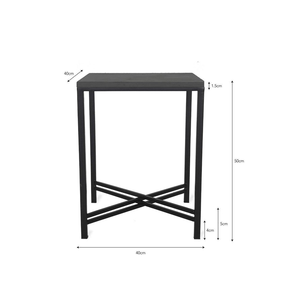 Oxford Side Table - Black Marble-Coffee & Side Tables-Yester Home