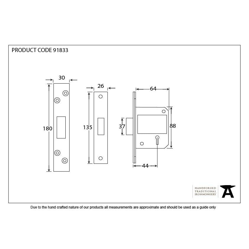 PVD 2½" 5 Lever BS Deadlock KA | From The Anvil-Deadlocks & Deadbolts-Yester Home
