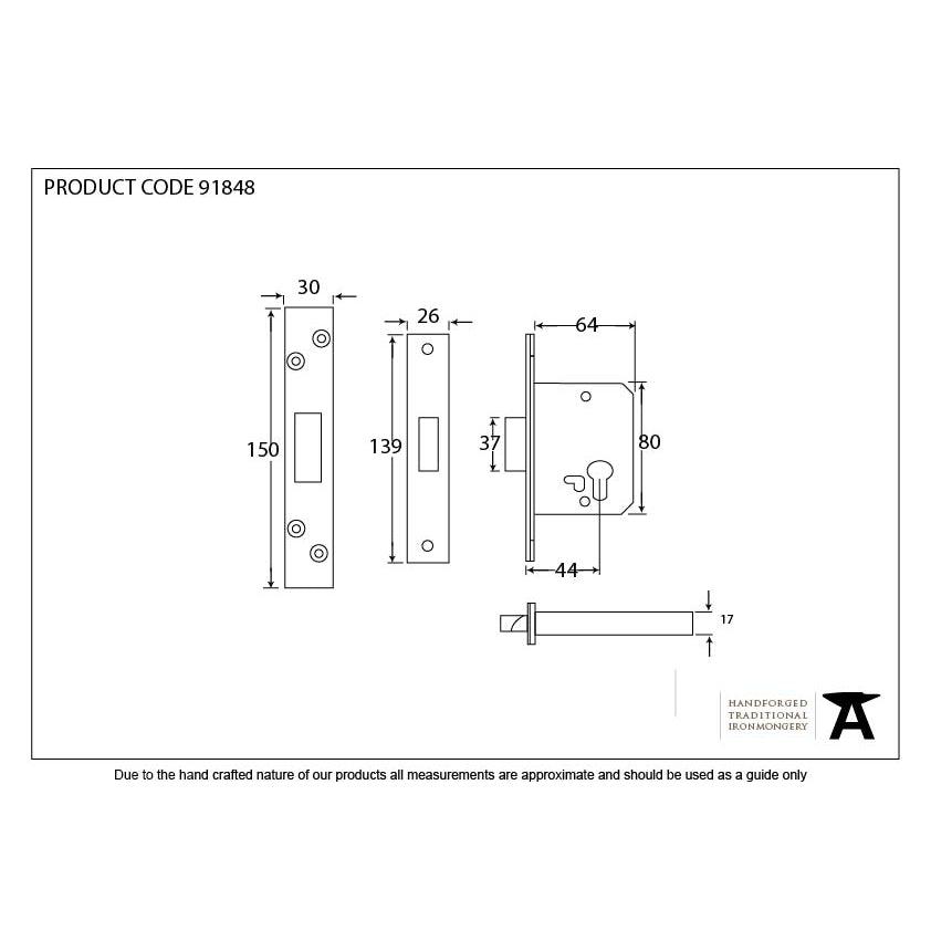 PVD 2½" Euro Profile Dead Lock | From The Anvil-Deadlocks & Deadbolts-Yester Home