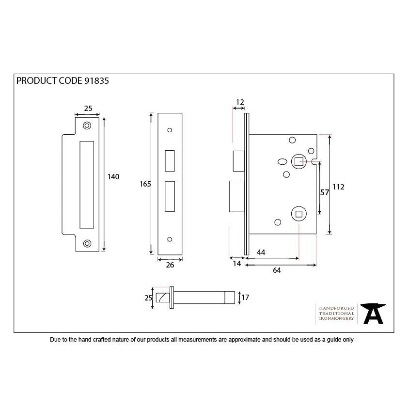 PVD 2 1/2" Heavy Duty Bathroom Mortice Lock | From The Anvil-Bathroom Locks-Yester Home