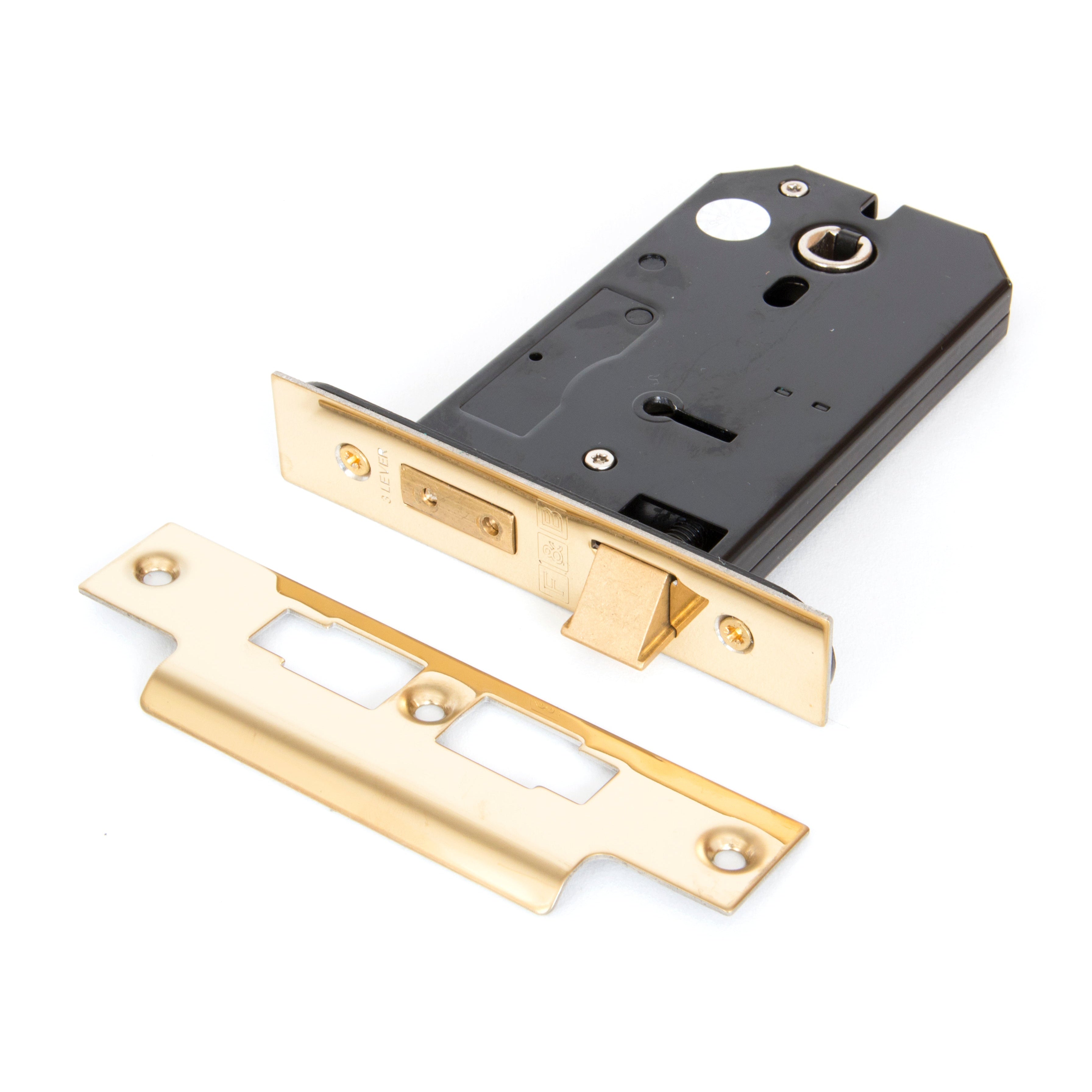 PVD 5" Horizontal 3 Lever Sash Lock | From The Anvil-Horizontal Locks-Yester Home