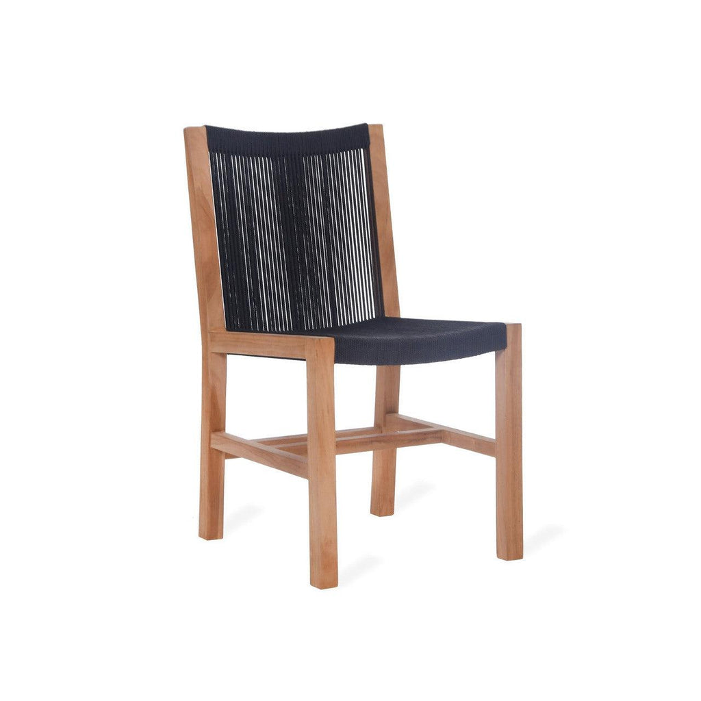 Pair of Mylor Chairs - Teak and Poly Rope (Black)-Outdoor Chairs-Yester Home