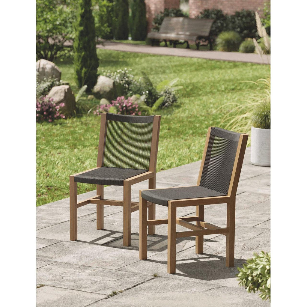 Pair of Mylor Chairs - Teak and Poly Rope (Black)-Outdoor Chairs-Yester Home