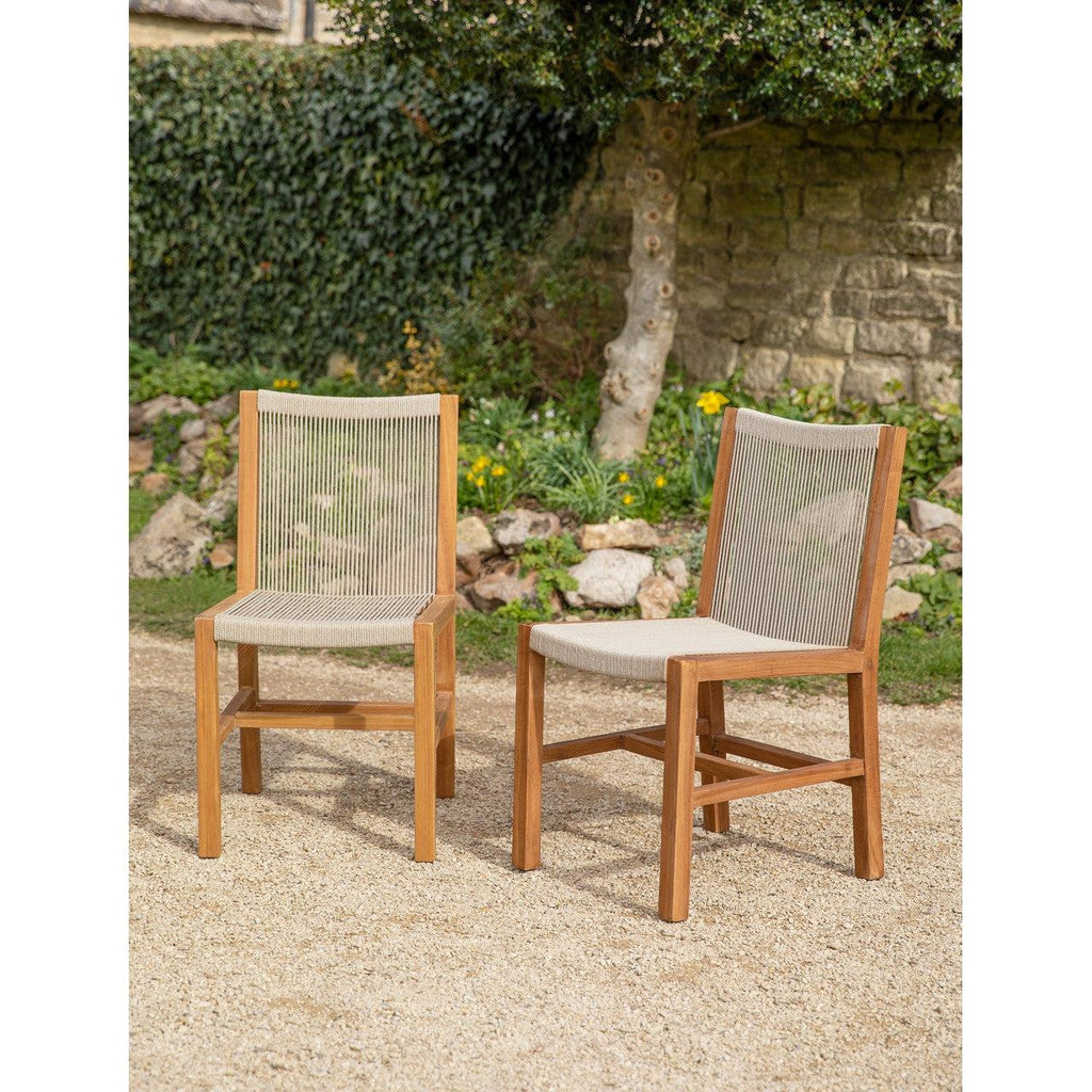 Pair of Mylor Chairs in Natural - Teak and Poly Rope-Outdoor Chairs-Yester Home