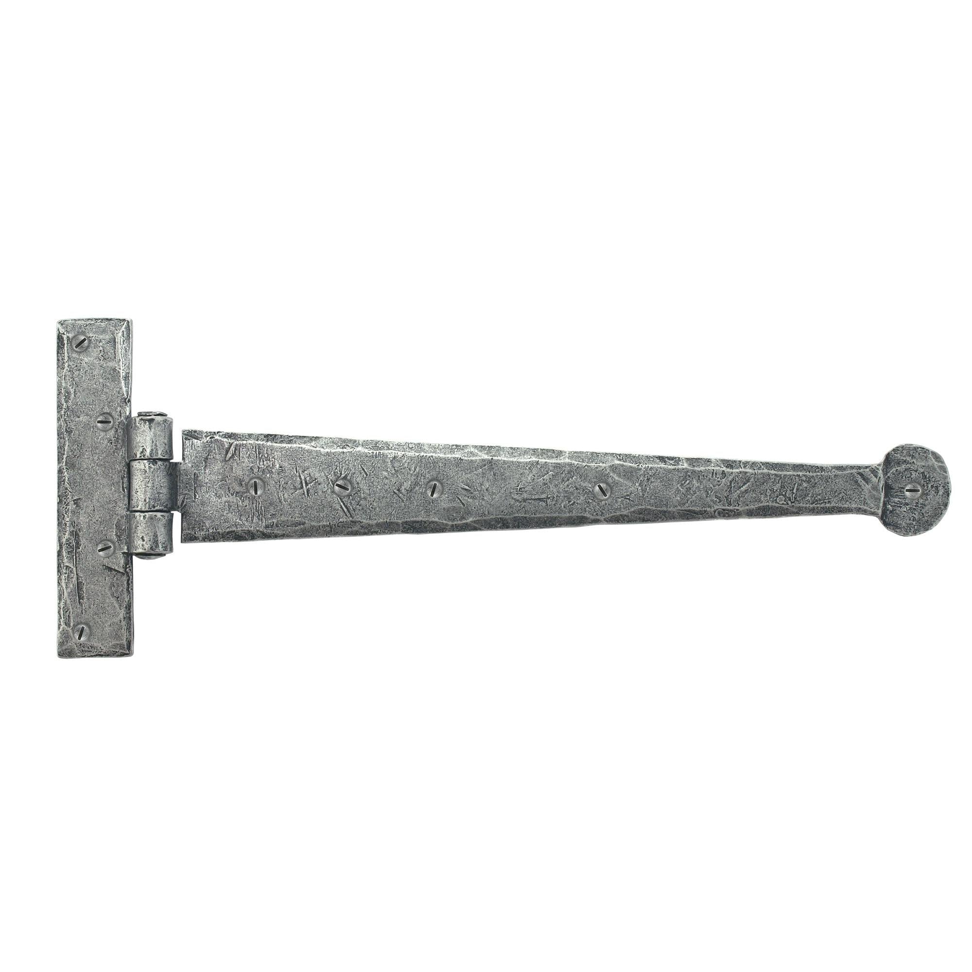 Pewter 12" Penny End T Hinge (pair) | From The Anvil - T Hinges - From The Anvil - Yester Home