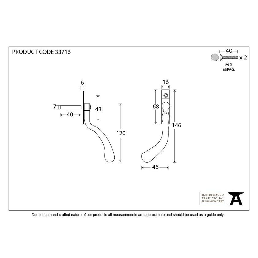 Pewter 16mm Peardrop Espag - LH | From The Anvil-Espag. Fasteners-Yester Home