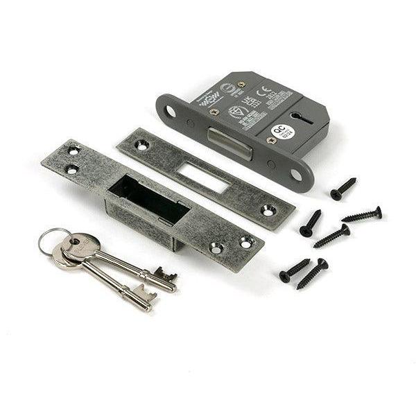 Pewter 2½" 5 Lever BS Dead Lock - Deadlocks & Deadbolts - From The Anvil - Yester Home