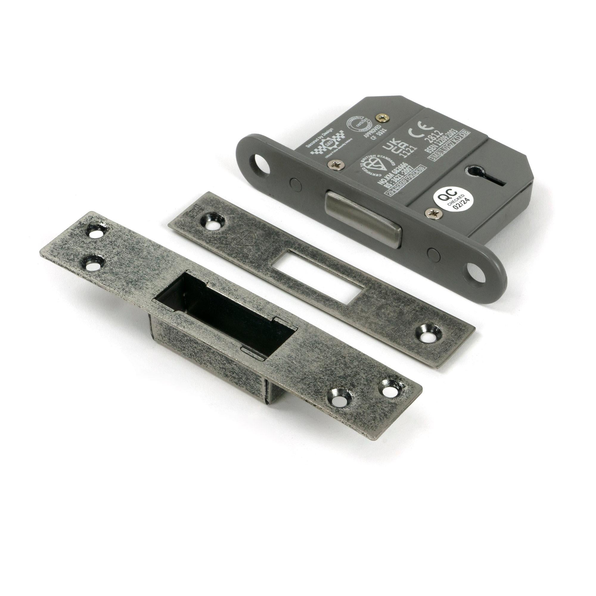 Pewter 2½" 5 Lever BS Dead Lock - Deadlocks & Deadbolts - From The Anvil - Yester Home