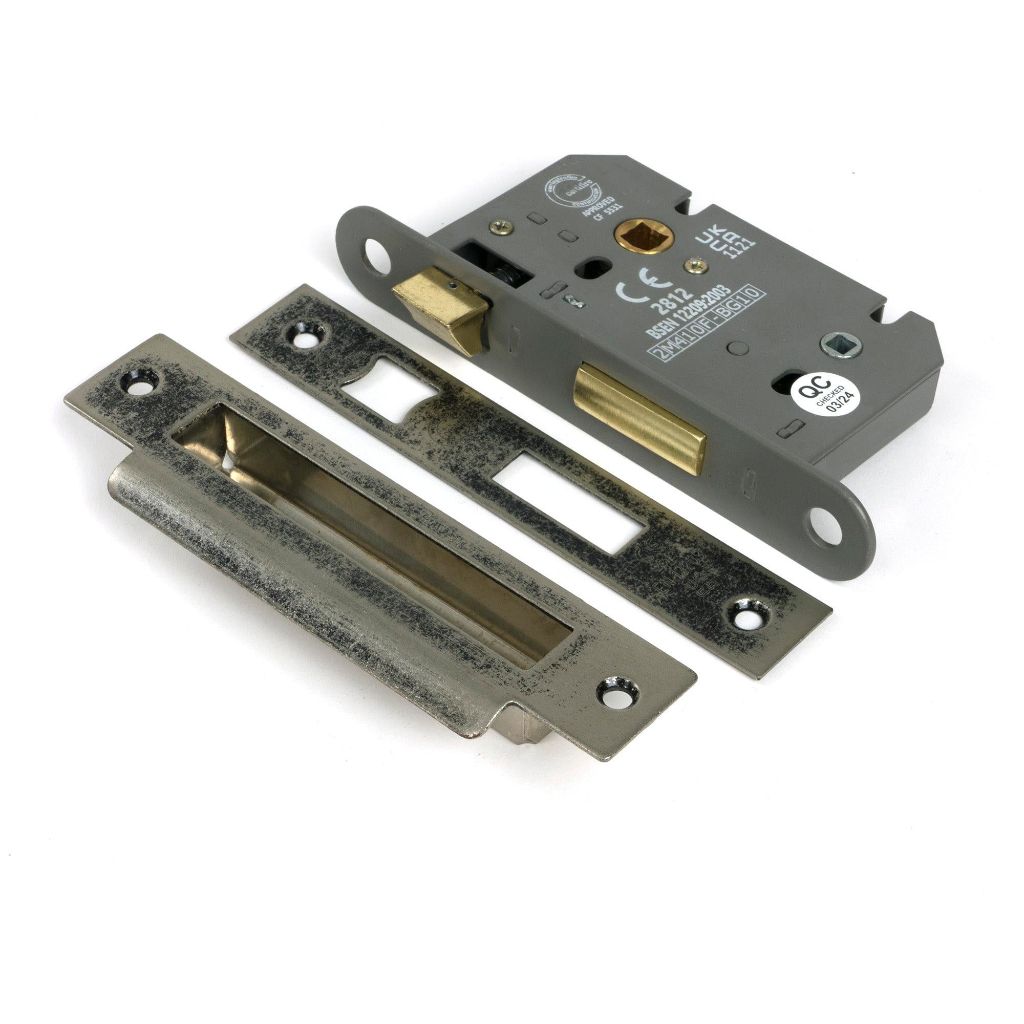 Pewter 2½" Heavy Duty Bathroom Mortice Lock - Bathroom Locks - From The Anvil - Yester Home