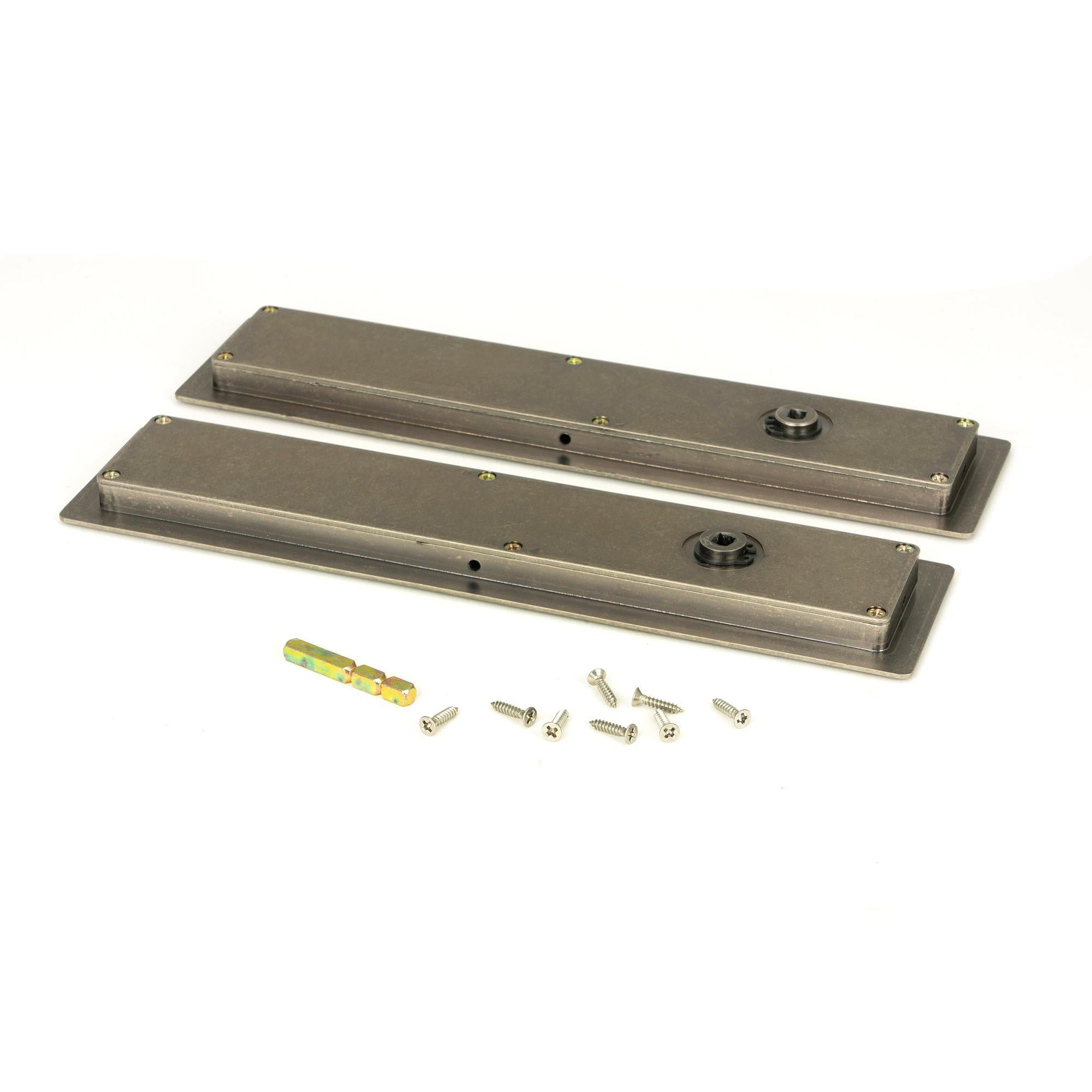 Pewter 250mm Art Deco Rectangular Pull - Privacy Set | From The Anvil - Cabinet Pulls - From The Anvil - Yester Home