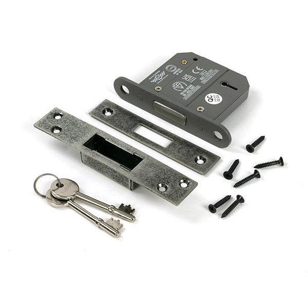 Pewter 3" 5 Lever BS Dead Lock KA - Deadlocks & Deadbolts - From The Anvil - Yester Home