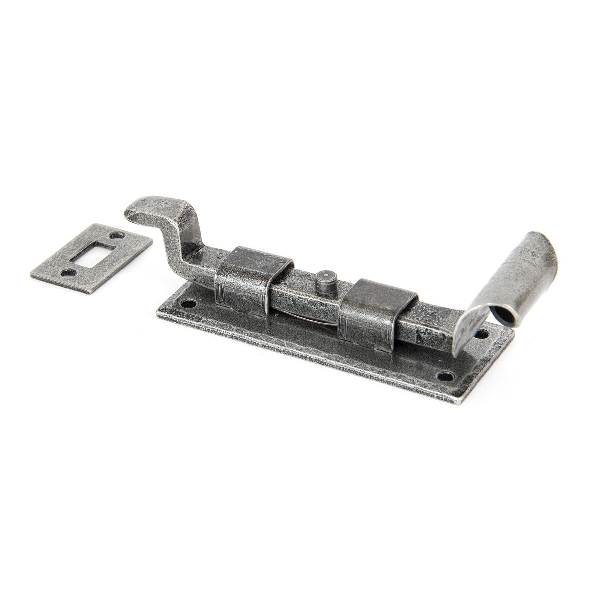 Pewter 4" Cranked Door Bolt | From The Anvil - Bolts - From The Anvil - Yester Home