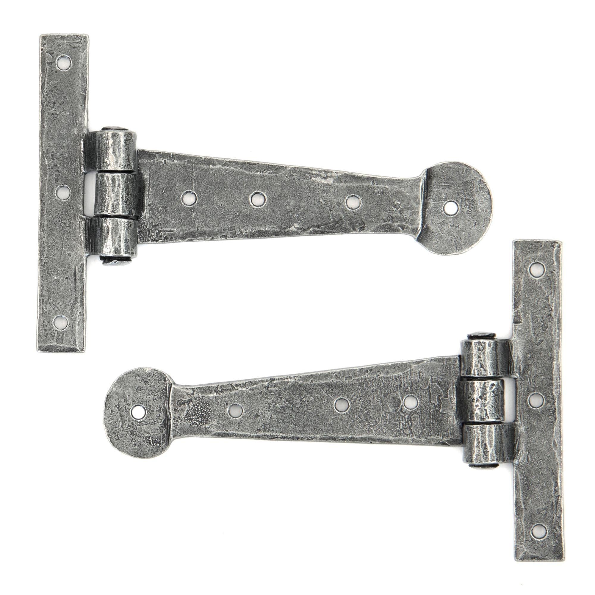 Pewter 6" Penny End T Hinge (pair) | From The Anvil - T Hinges - From The Anvil - Yester Home