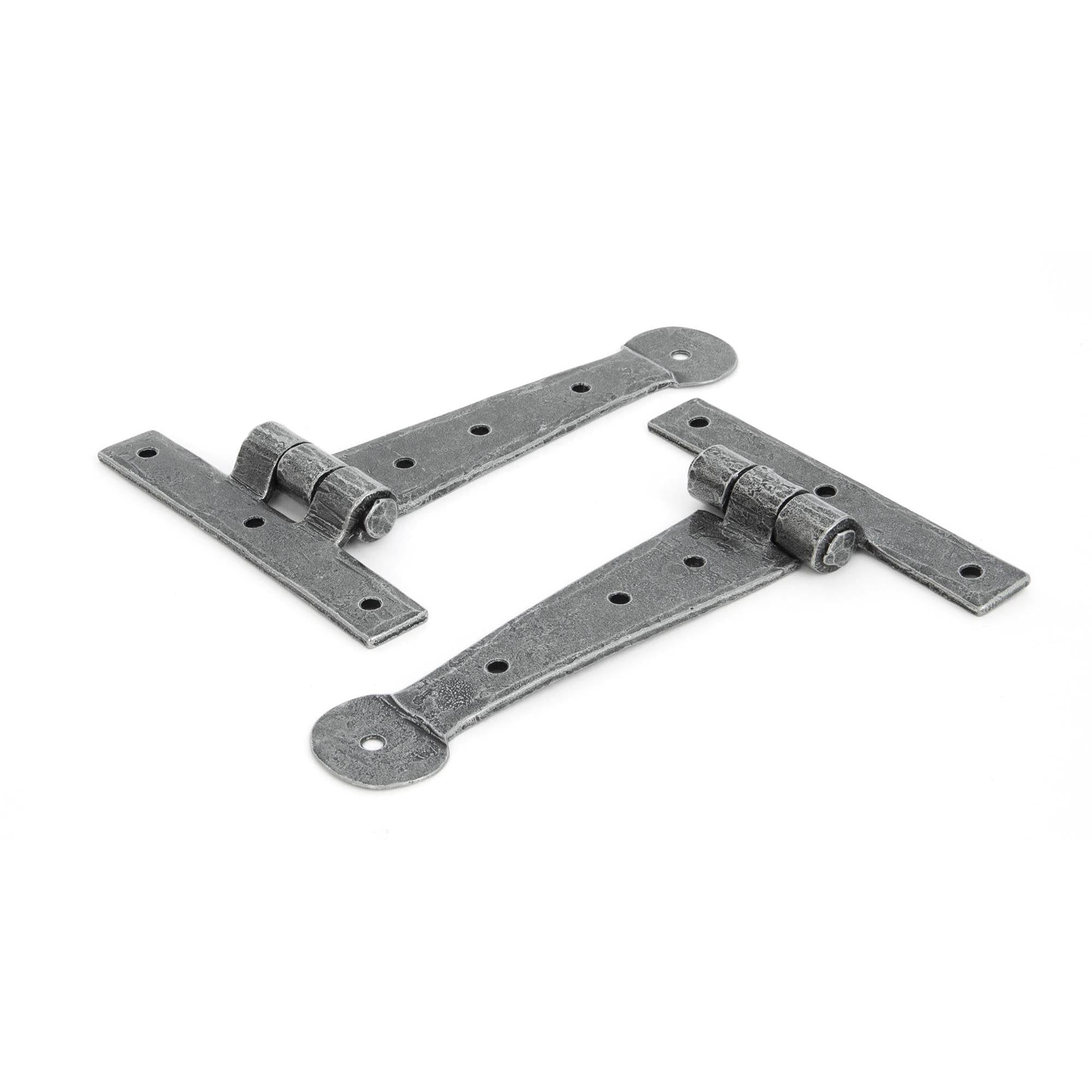 Pewter 6" Penny End T Hinge (pair) | From The Anvil - T Hinges - From The Anvil - Yester Home